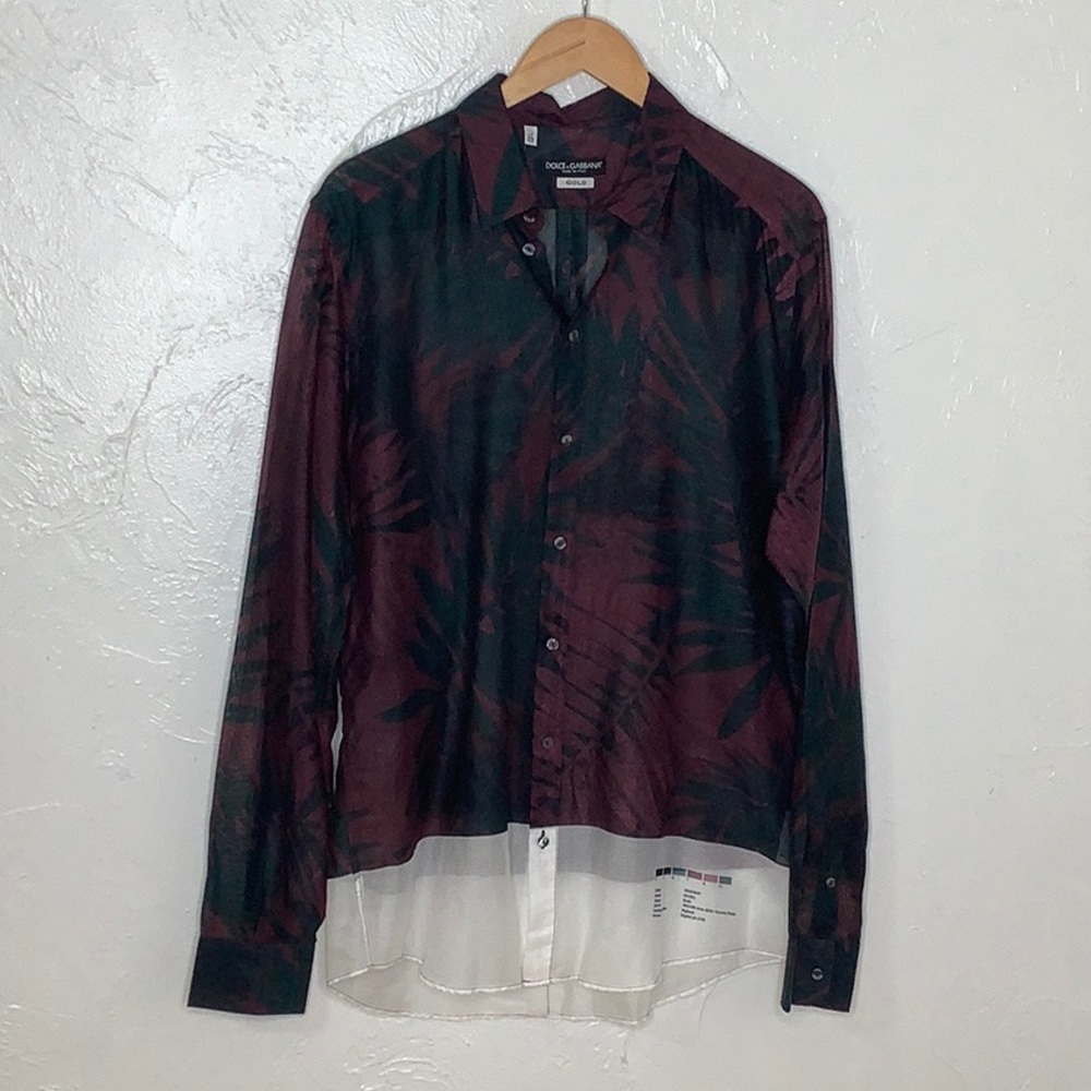 Dolce & Gabbana Gold Dark Dye Sheer Italian Button down dress shirt size 17 NWOT